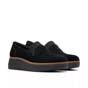 NEW Clarks Black Suede Loafer Flat Shoes